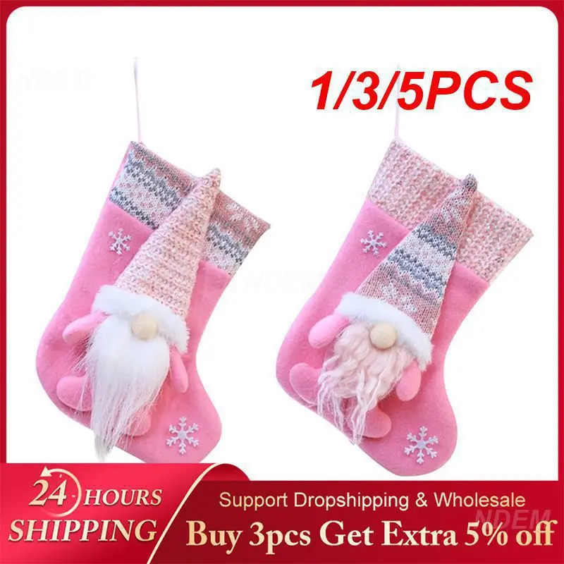 1/3/5PCS Gift Bag Adorable Design Versatile Christmas Sock With No Face Doll Design Holiday Decor Must-have Christmas Sock