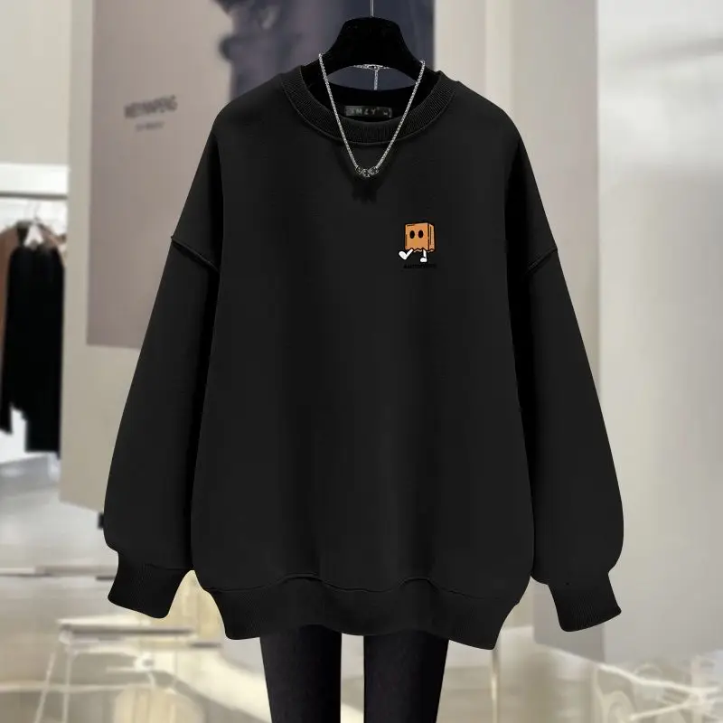 Autumn Women Clothing Simplicity Cozy Long Sleeve Hoodies Fashion Loose Casual Top Pullovers Cartoon Printed O-neck Sweatshirts