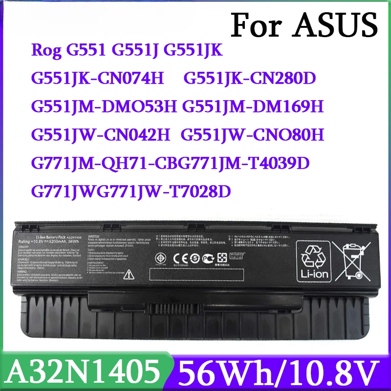 A32N1405 Laptop Battery For Asus G551 G551J G551JK G551JM Battery for Laptop G771J G771JK N551J N551JW N551JM N551Z N551ZU