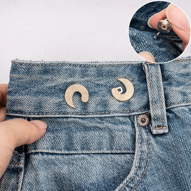 2PCS Octagonal Waist Adjustment Buckle - Adjustable, Detachable DIY Fastener Suitable for Jeans, Skirts, and Pants Waistlines