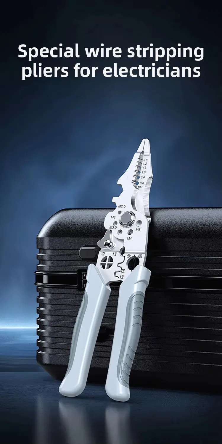 8.5 بوصة متعددة الوظائف متجرد الأسلاك الصناعية القاطع المكشكش الثقيلة الفولاذ المقاوم للصدأ كماشة كهربائية قبضة مريحة #4