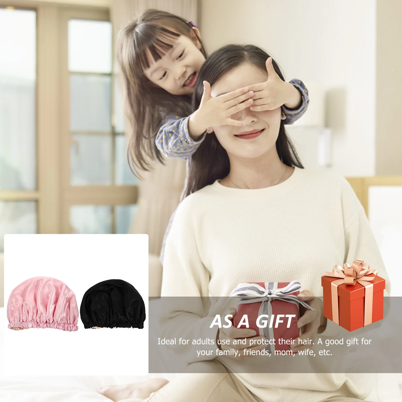

2 Pcs Satin Bonnet Women's Hats & Caps Chemo Female Sleeping Headgear Long Hair Care