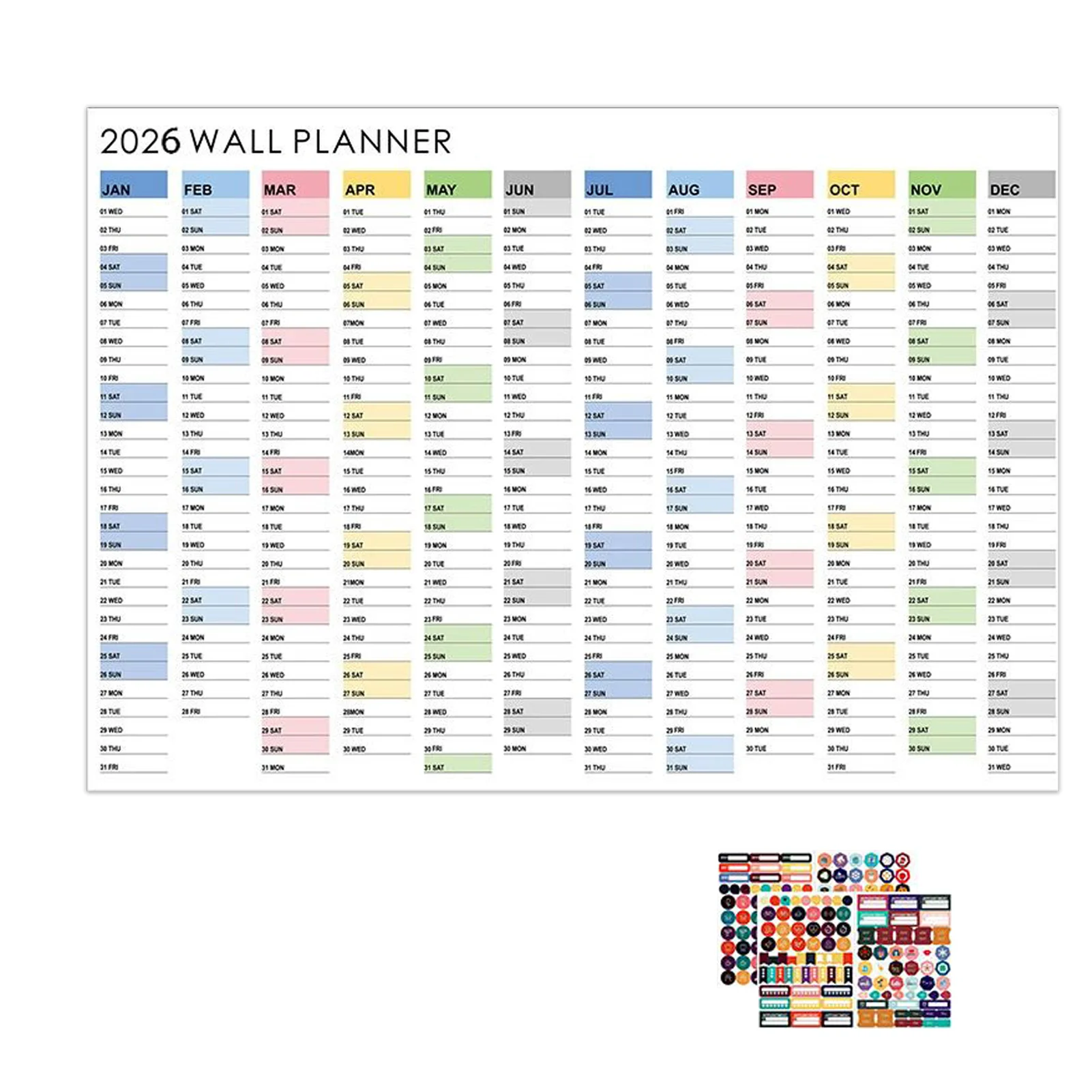 2025/2026 Jahreswandkalender, Jahresplaner, Heimdekoration, Schreibtischzubehör, Zeitplan-Organizer, 12 Monate, 365-Tage-Kalender