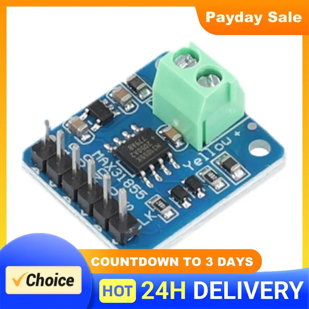 

Плата-адаптер для термопары MAX31855 -200 ℃ До +1350 ℃ Модуль датчика температуры с термопарой типа K, цифровой выход для Arduino