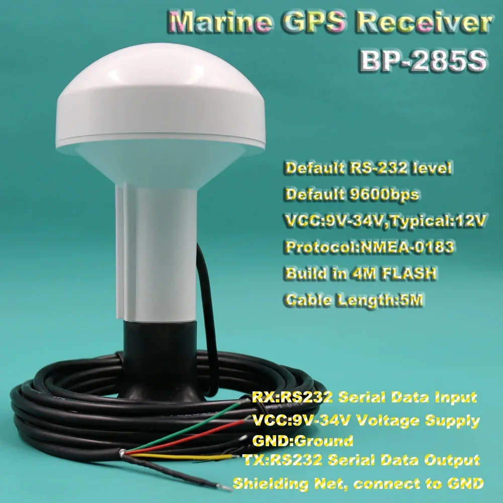 Beitian RS232 boat ship GNSS Receiver Antenna Marine GPS Antenna w/ module,VCC 12V 9600 build in 4M Flash DIY Connector BP-285S