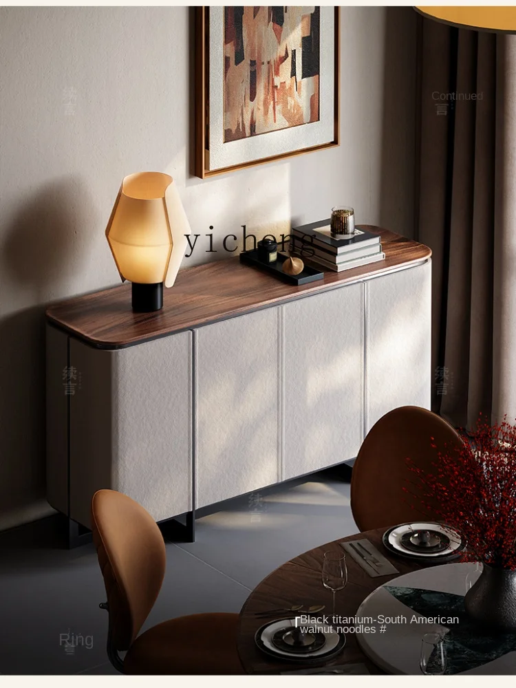 Zc Minimalist Walnut Sideboard Cabinet High-End Original Restaurant Locker Natural Marble Sideboard Cabinet