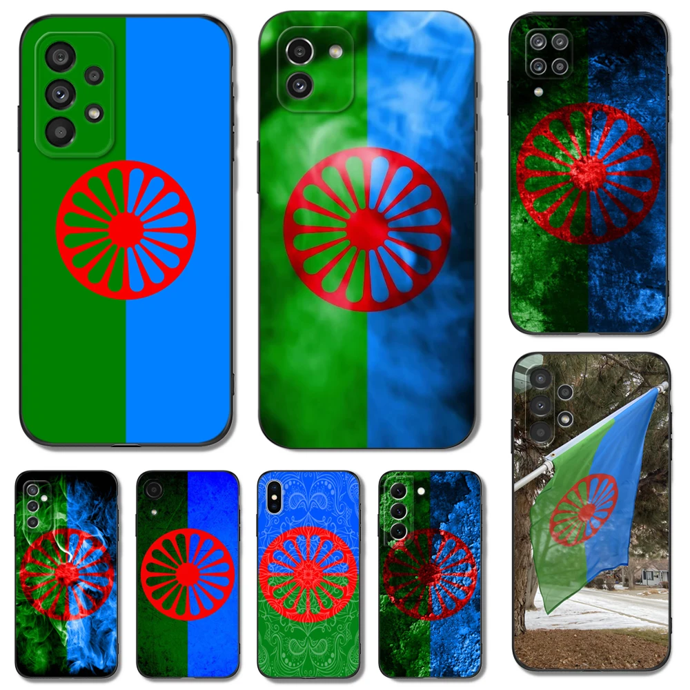 Black tpu Case For Samsung galaxy S23 S22 S20 S21 FE PLUS ultra+S10 E lite cover Gypsy Romani Roma Flag