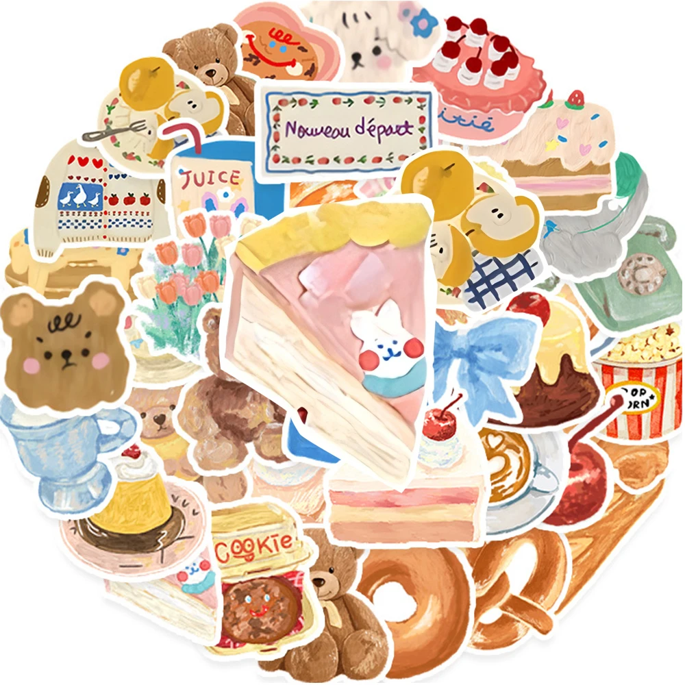 

10/30/50pcs Cartoon Little Bear Cake Stickers Cute Creative Graffiti Sticker Water Bottle Luggage Diary Phone Decals Decoration
