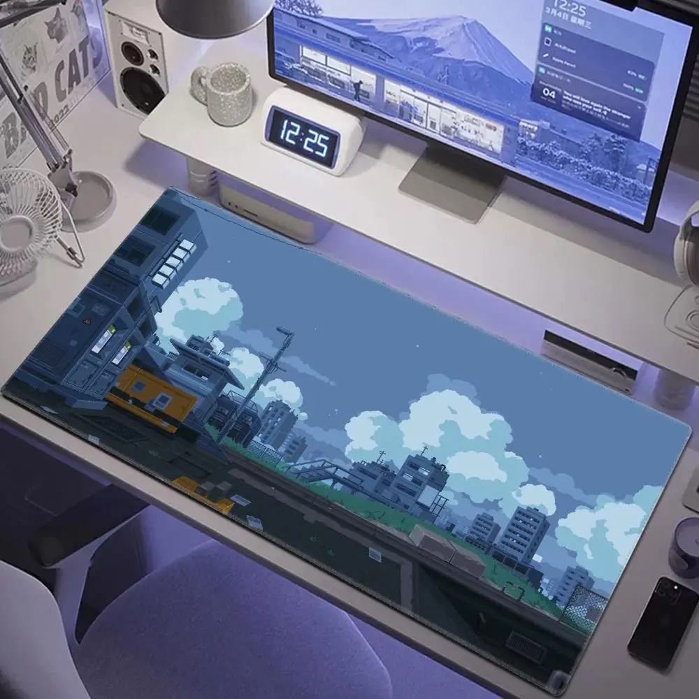

Pixel Mouse Pad Japan Street Large Gamer Mousepad Keyboard Mat Office Mouse Mats Rubber Slipamt Deskpad XXL Table Mat