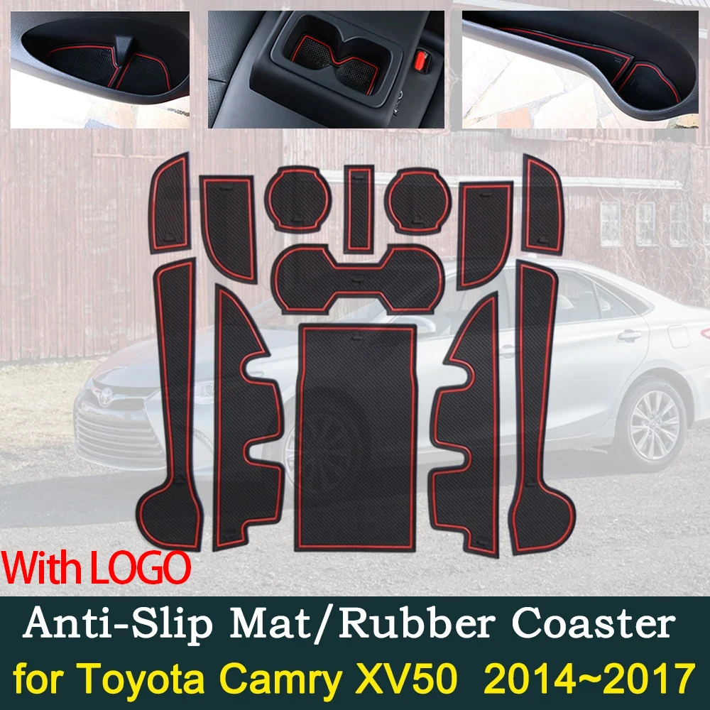 Anti-Slip Dirty Gate Mats Cup Groove Pads for Toyota Camry XV50 2014 2015 2016 2017 Slot Hole Pad Car Styling Accessories Gadget