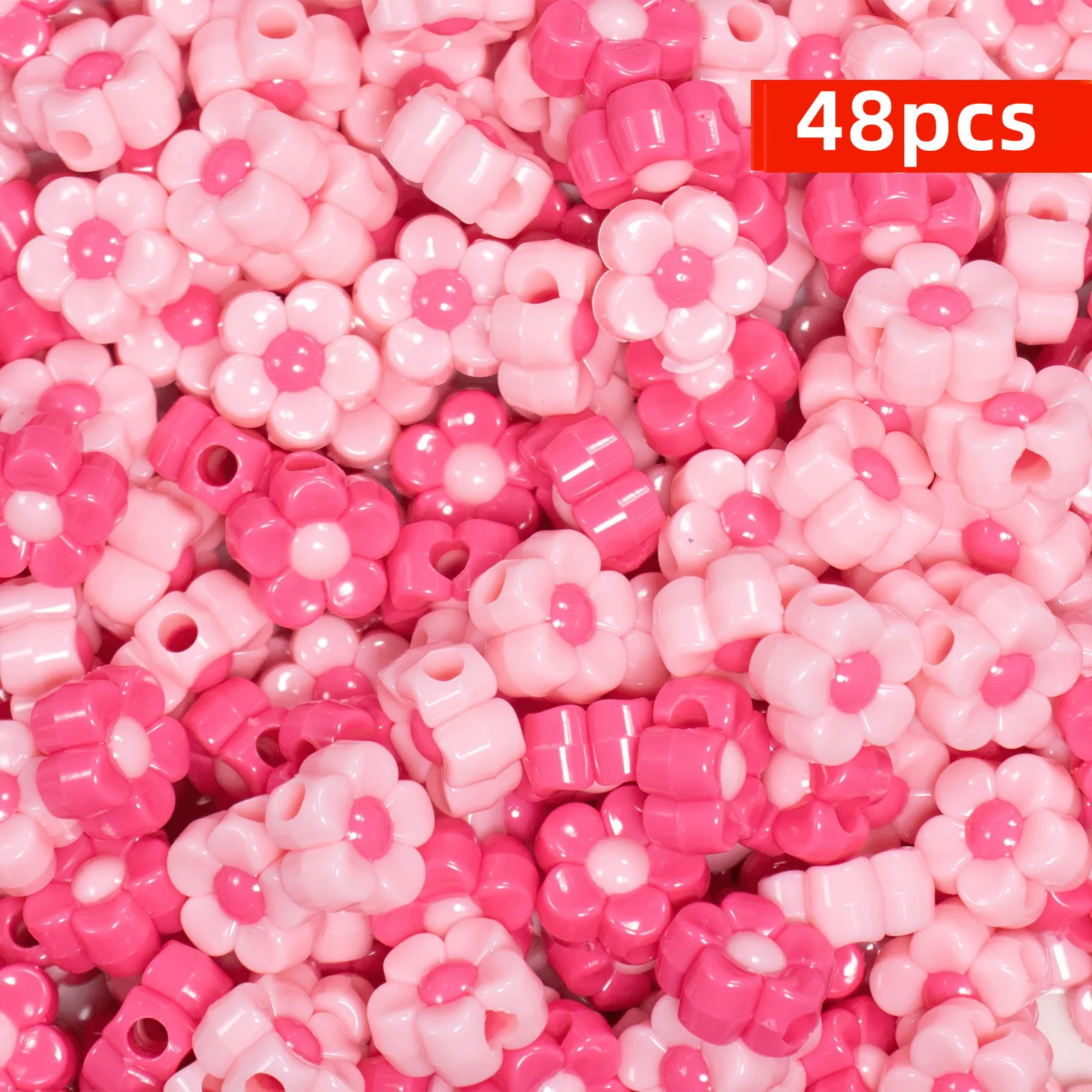12 mm, 48 Stück, rosa, rosafarben, Blumen-Acrylperlen, gemischte Farben für die Schmuckherstellung, DIY-Paar-Armband, Halskette, Kunsthandwerk – Detail 4