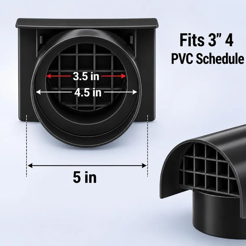 Weatherproof Radon Vent Radon Vent Cap Compatible with Schedule 30 and 40 Roof Vent Cap PVC Vent Cap Radon Mitigation System