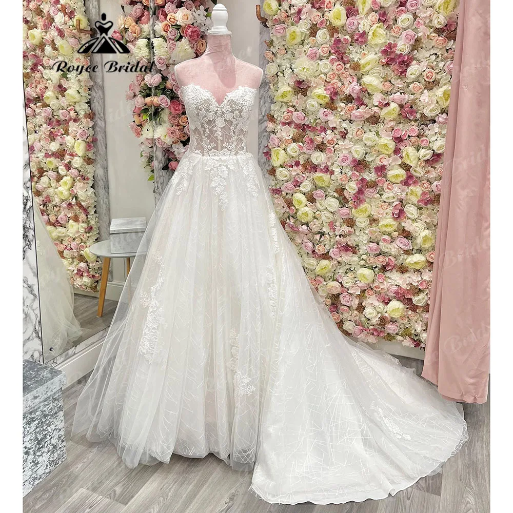 Luxury Lace Appliques Wedding Gown for Women 2024 Off Shoulder Sexy Bridal Gown Custom Made vestido para boda playa Roycebridal