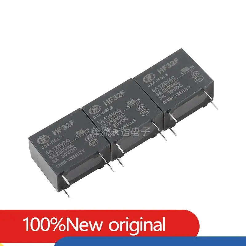 5Pcs/Lot New Original JZC HF32F-005-HSL3 HF32F-012-HSL3 HF32F-024-HSL3 4PIN 3A 5V 12V 24V High Sensitive Power Relay