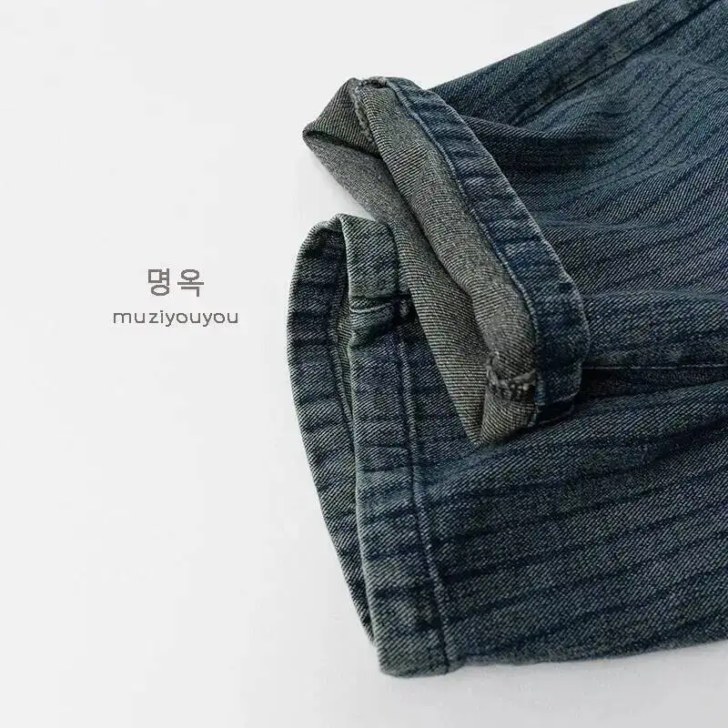 Frühling Herbst Kinder Jeans 1-8 Jahre Jungen Mädchen Gestreifte Denim-Hosen Gerade Hosen Koreanische Kleinkinder-Bekleidung Unterteile für Kinderkleidung – Detail 7