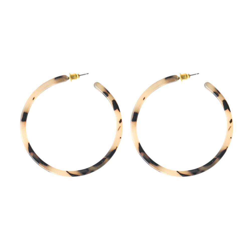 Korean Acrylic Hoop Earrings For Women Vintage Statement Resin leopard Print Circle Hoops Alloy Big Earrings Fashion Jewelry