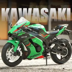 1:12 Kawasakis Ninja ZX-10R Alloy Sports Motorcycle Model Diecasts Street Racing Motorcycle Model Sound and Light Kids Toys Gift