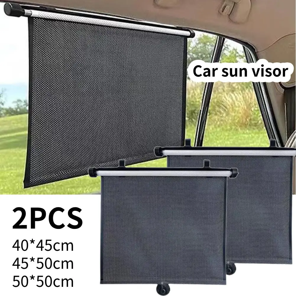 

2Pcs Automobile window retractable sunshade perforated screen Heat-Insulating Side Window Curtain with Suction Cup Telescopic