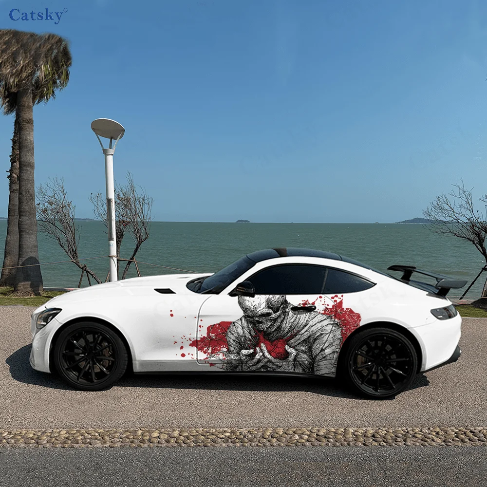 

Красочная наклейка на боковую сторону автомобиля с грустными черепами и сердечками, водонепроницаемая, устойчивая к царапинам наклейка из ПВХ, защита автомобиля, автоаксессуары в подарок