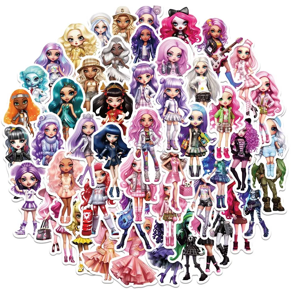 50pcs Cool Cartoon Y2K Rainbow Spice Girls Stickers Waterproof Graffiti For Luggage Laptop Guitar Phone Diary Vinyl Decals