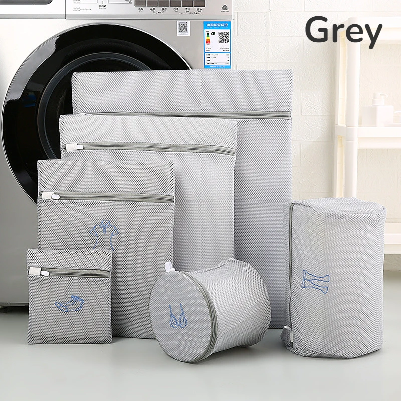 Net Washing Bag For Laundry Exquisite Embroidery Machine Protecting Clothes Pants Underwear Socks Bra Mesh Zipper Laundry Bags