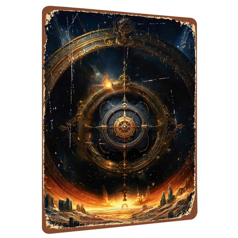 Cosmic Mechanical Astrolabe Metal Wall Art Decorative Hanging for Living Room Study Room Home Decoration