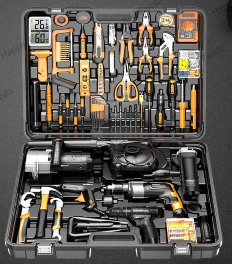 Household electric drill, electric hand tool set, hardware, special maintenance for carpentry, multi-functional toolbox