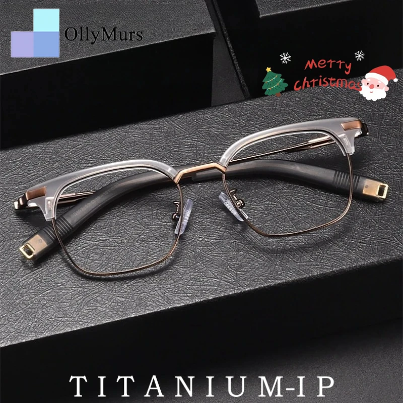 

OLLYMURS брендовые комбинированные ацетатные очки по рецепту ретро квадратные роскошные титановые оптические очки по рецепту оправа для мужчин