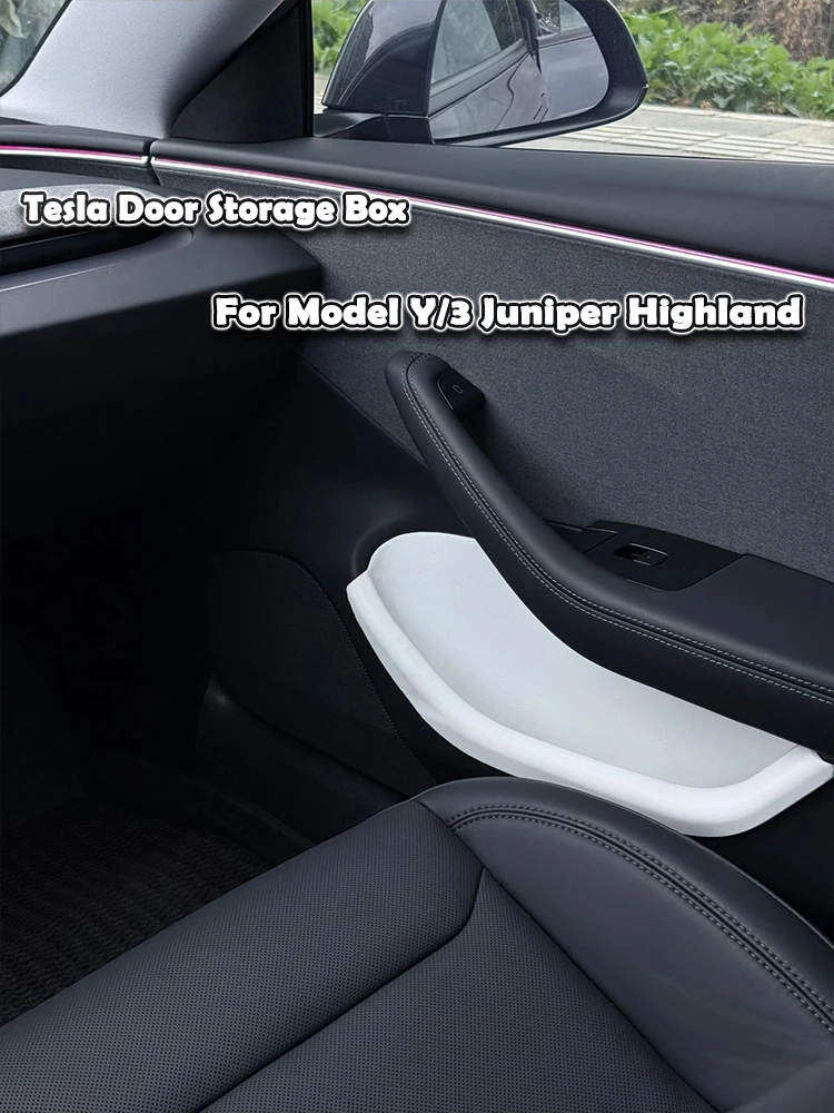 

​ Белый интерьер Tesla 2025 года, рекомендуемые аксессуары, дверной органайзер из ТПЭ, контейнер для хранения для модели Y, Juniper Model 3, водонепроницаемый Highland