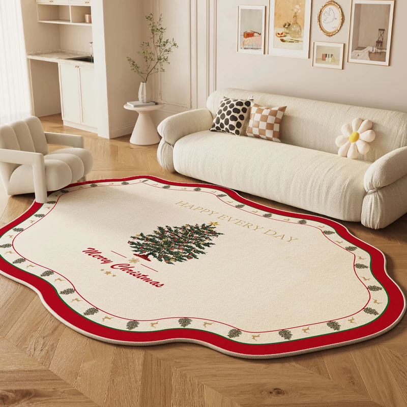 Christmas Atmosphere Living Room Carpet Room Layout Photo Decoration Carpets Special Shaped Sofa Coffee Table Comfortable Rug