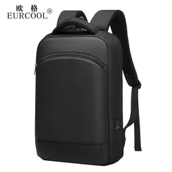 EURCOOL Men Business Waterproof 15.6 Laptop Backpack Fashion Male Classic Fashion Travel Moto&Biker Light Notebook Shoulder Bag