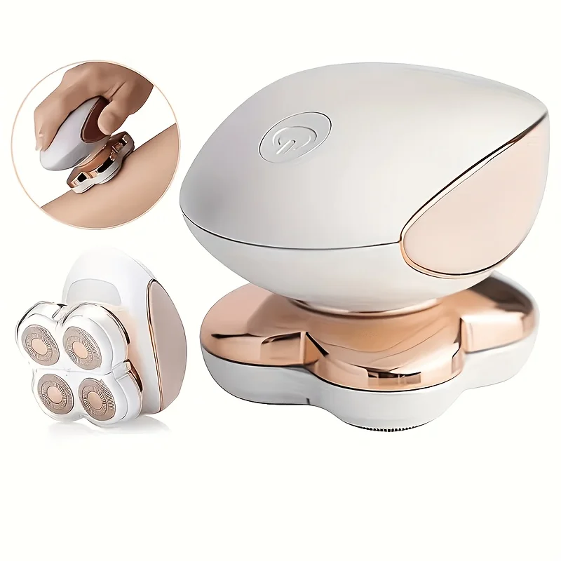Ladies Electric Shaver 4 Head 360 Rotating USB Rechargeable Bikini Face Body Hair Remover Portable Cordless Travel Grooming Kit