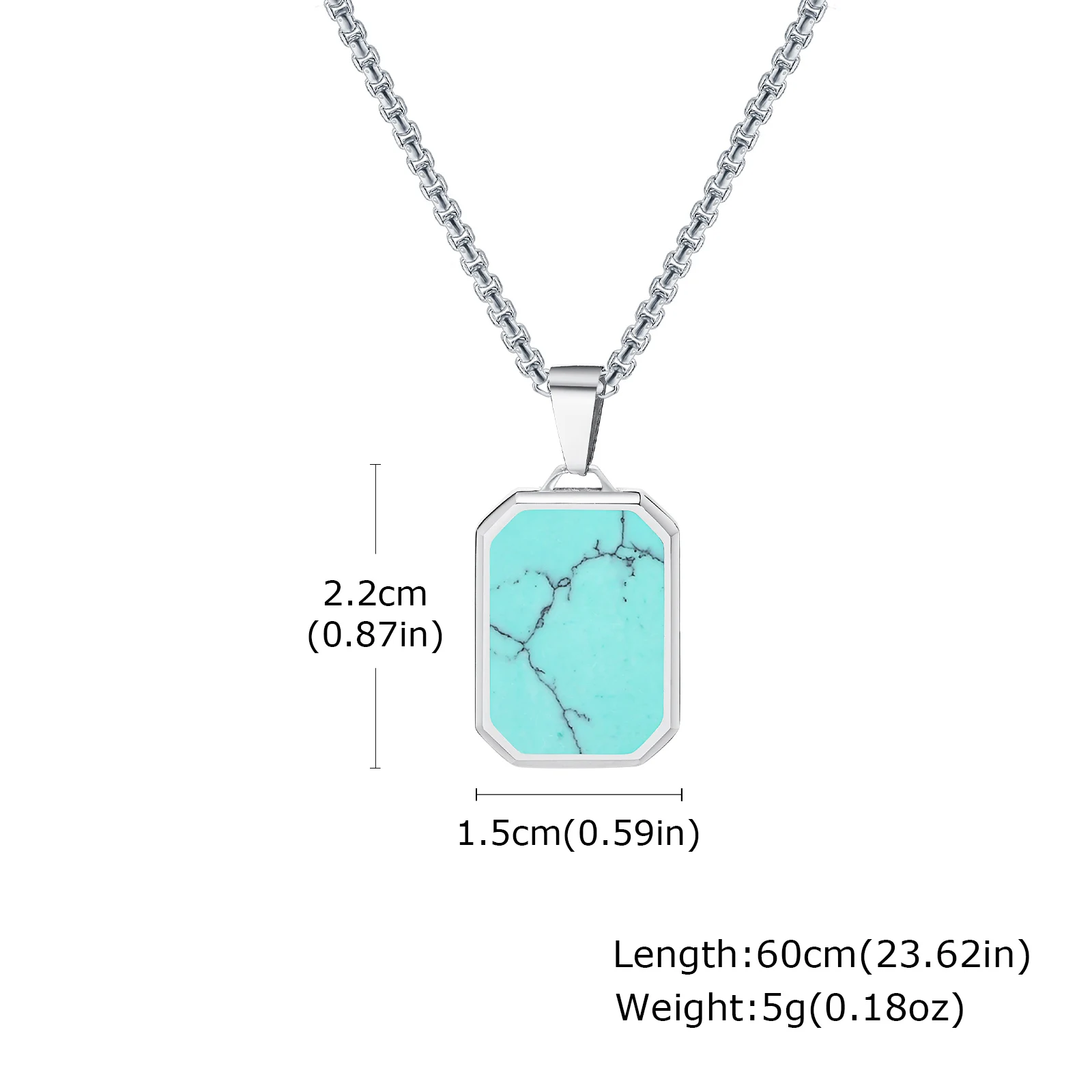 Edelstahl Schmuck Rechteck Anhänger Geometrische Kette Halsketten Für Frauen Männer Papa Mama Freundin Valentinstag Geschenk – Detail 2