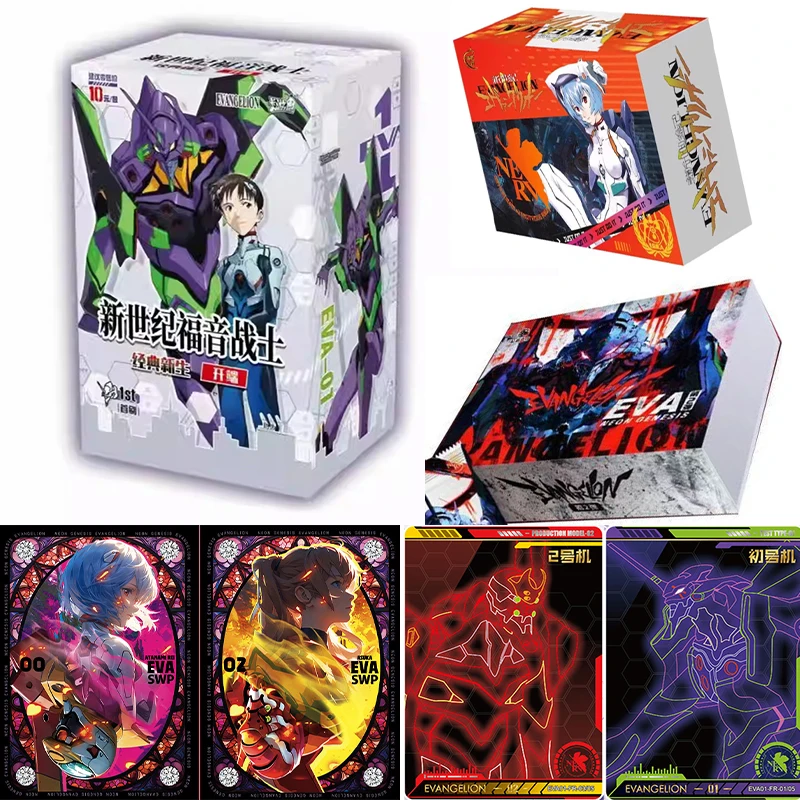 Caja de Sobres de Cartas Coleccionables del Anime Neon Genesis Evangelion, Cartas Coleccionables Raras con Lámina de EVA-01 Rei Asuka, TCG CCG