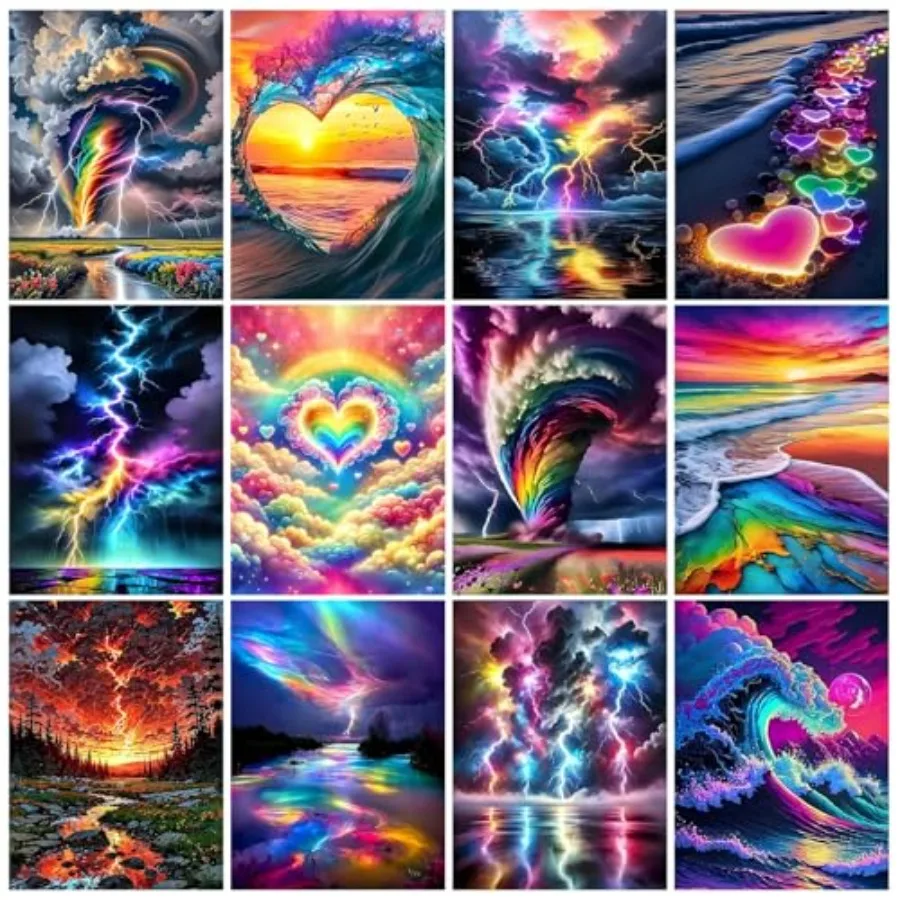 

12 Pack Diamond Painting Kits for Adults, 5D Diamond Art Kits for Beginners, DIY Full Drill Paint with Diamond, Home Wall Decor
