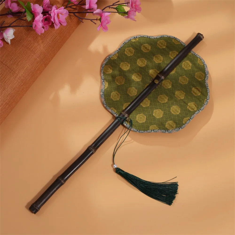 Retro Chinese Bamboo Waist Fan Portable Rollable Rotatable Decorative Long Handle Hanging Fans Shooting Performance Props Gifts