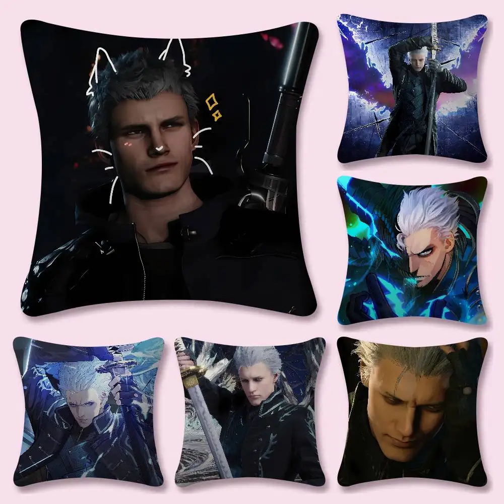 Games Cool D-Devil May Cry Vergil Icon Pillow Case Plush Fabric Soft Double Sided Print Sofa Cushion Cover Throw Pillow Covers