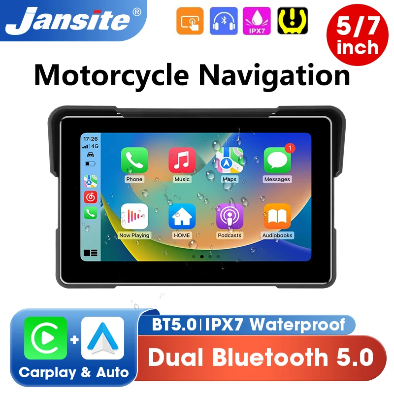 Portable 7 inch Motorcycle GPS Navigation Support TPMS Wireless Carplay Android Auto Bluetooth Moto Monitor IPX7 Waterproof