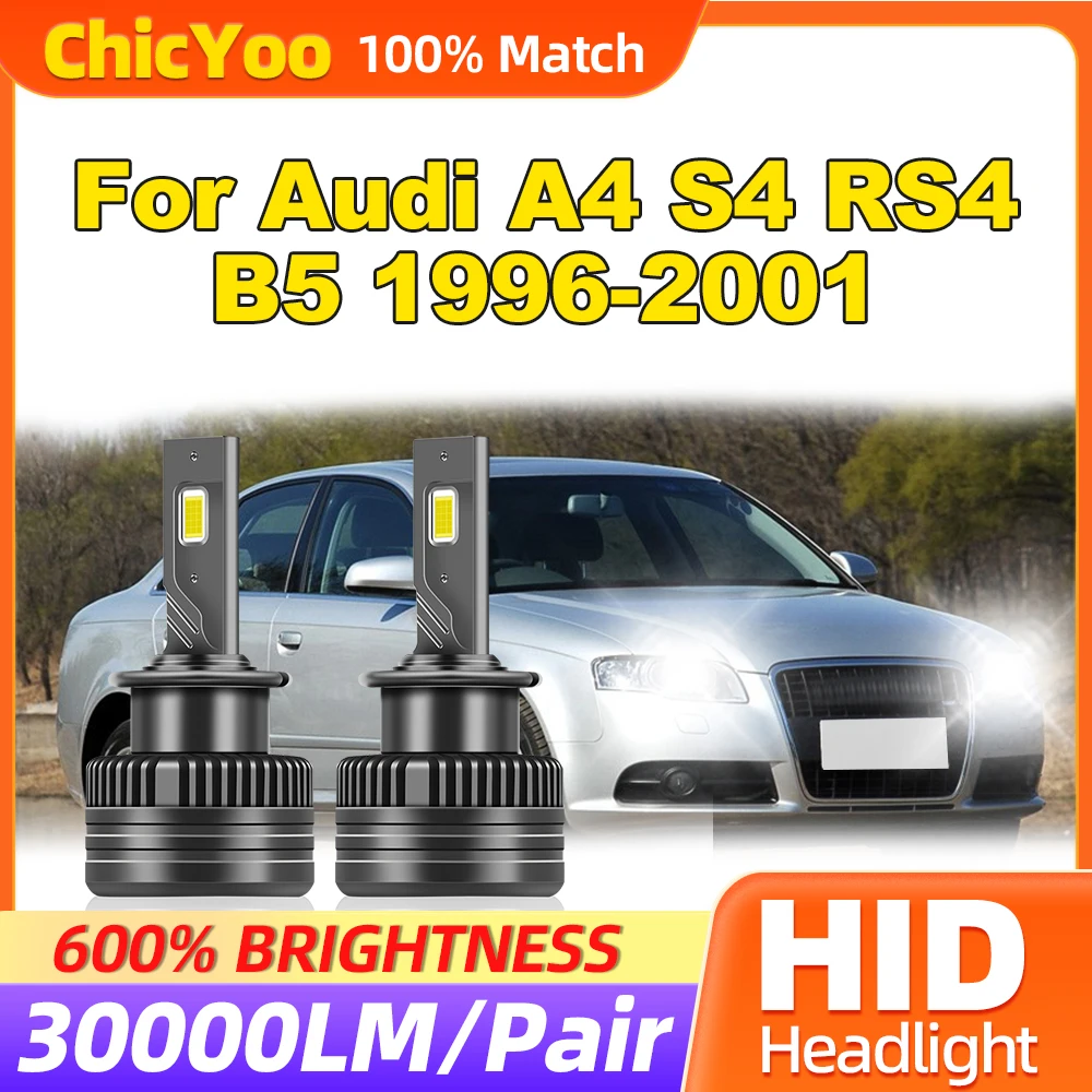 

30000LM CSP Chips Car Lights 120W HID Xenon Headlamp Bulbs 12V 6000K Auto Lamps For Audi A4 S4 RS4 B5 1996-1998 1999 2000 2001