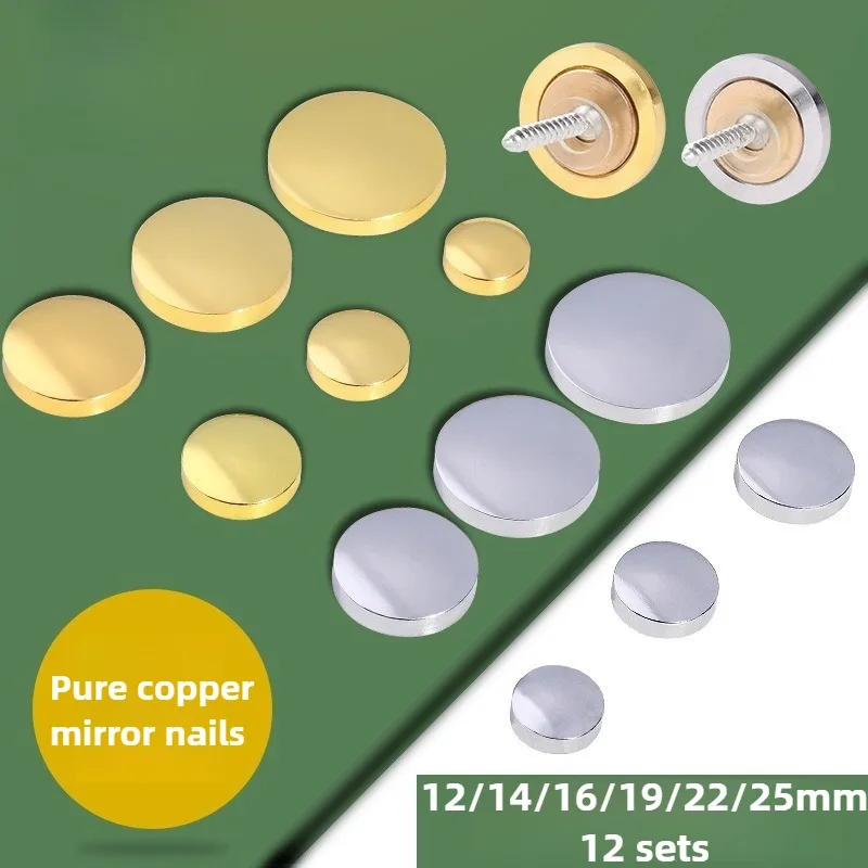 Maosu 12 Sets Advertisement Screw Decoration Cover Advertising Screws Mirror Nails Pure Copper Glass Fastener Hardware