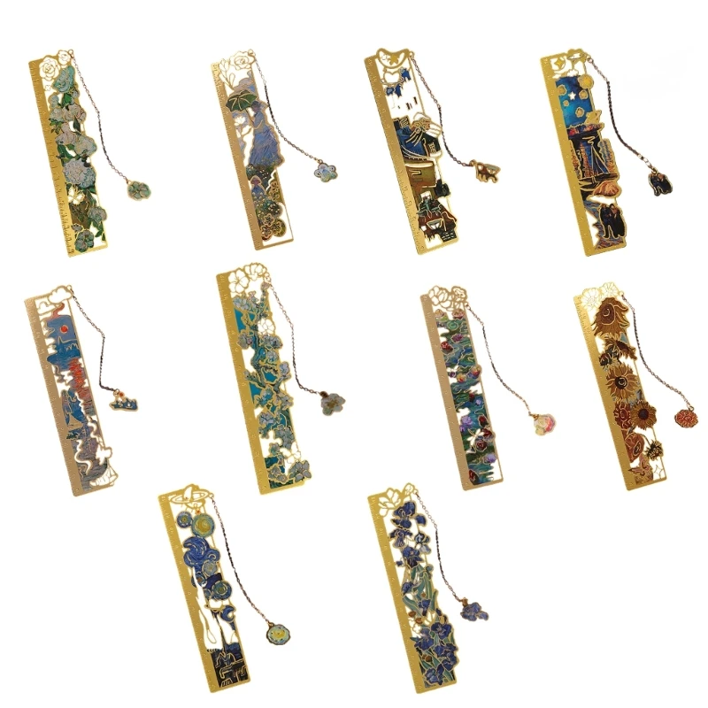 체인 중공 금속 북마크 책 책을위한 우아한 꽃 북마크 책을위한 책을위한 책자 페이지 홀더 K1KF