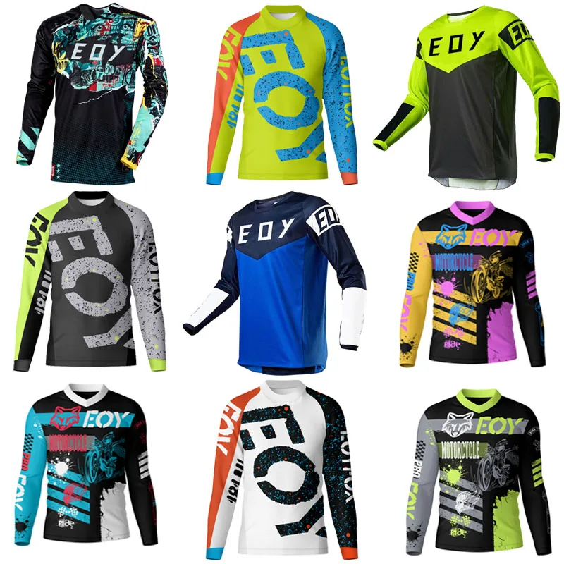 Bike Cycling Jerseys Mens Long Sleeve Cycling MTB T-shirt DH Road Bike Riding Garment Breathable Road Bicycle Sportswear