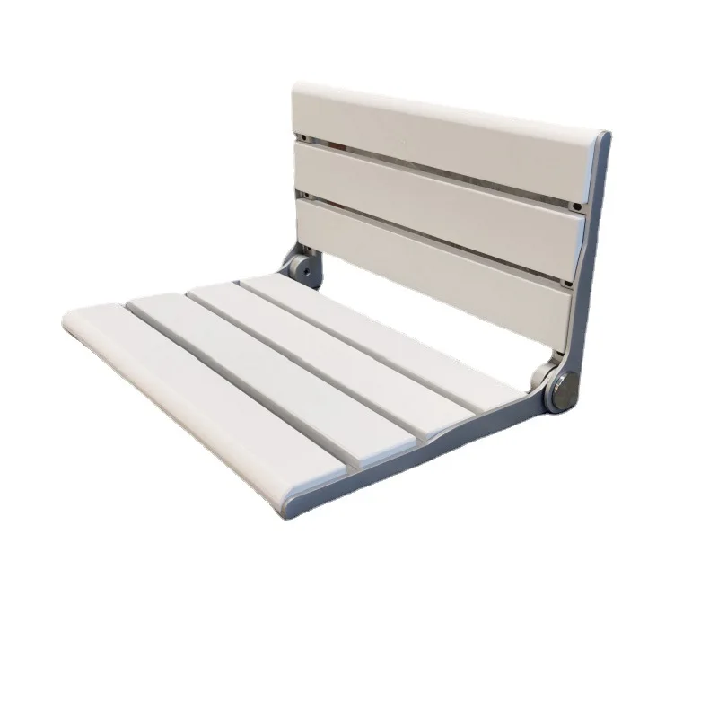Aluminum Alloy Solid Wood Wall-mounted Foldable Shower Stool Bathroom Entrance Corridor Elderly and Children and Changing Shoes