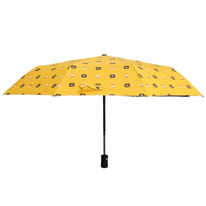 Umbrella Cartoon Bear Folding Fully Automatic Rain and Shine Dual Purpose Male and Female Students Korean Version Sun Shading