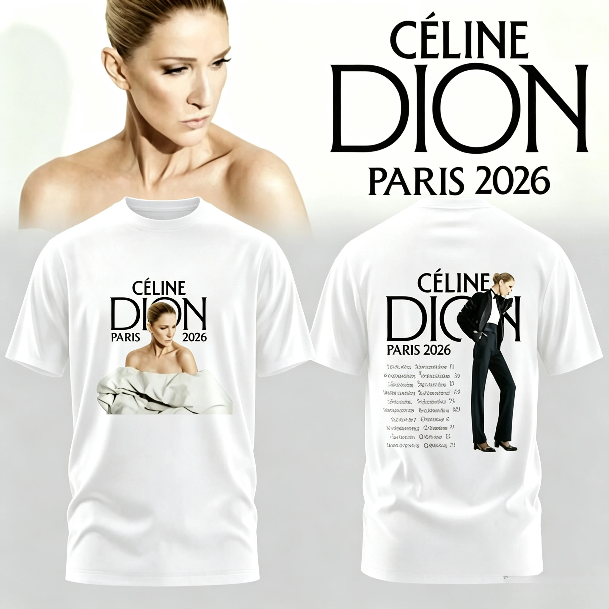 Camiseta de Regalo de la Gira de Fans de Celine Dion en París 2026, para Hombre y Mujer, Nueva Moda de Verano 2026, Camiseta Masculina de Música Pop, Streetwear, Hip Hop