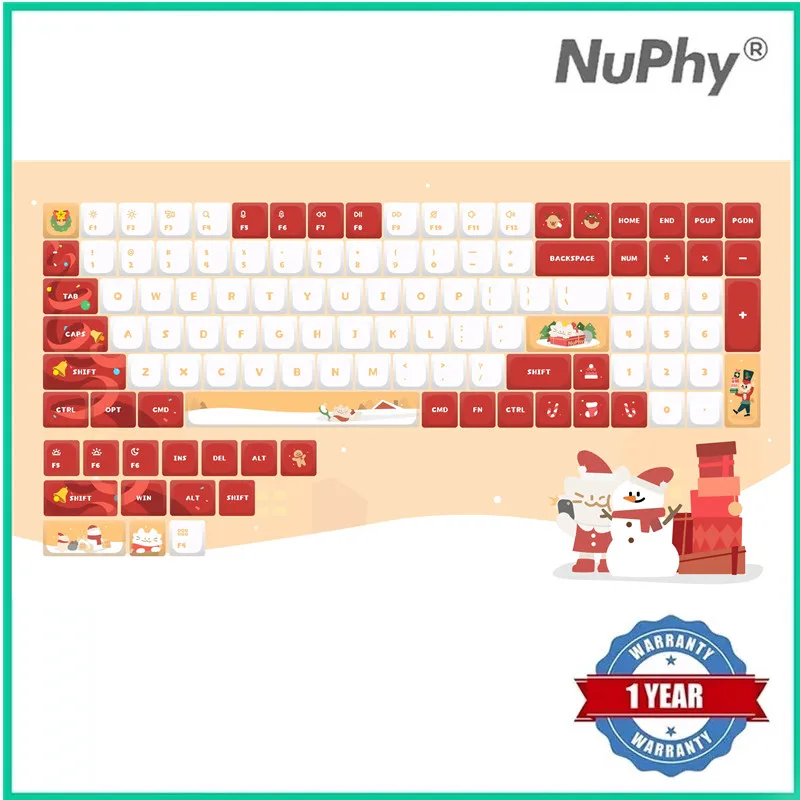 

NuPhy Meow Xmas nSA краситель-sub PBT колпачки для ключей Рождественский мяу 113 ключ