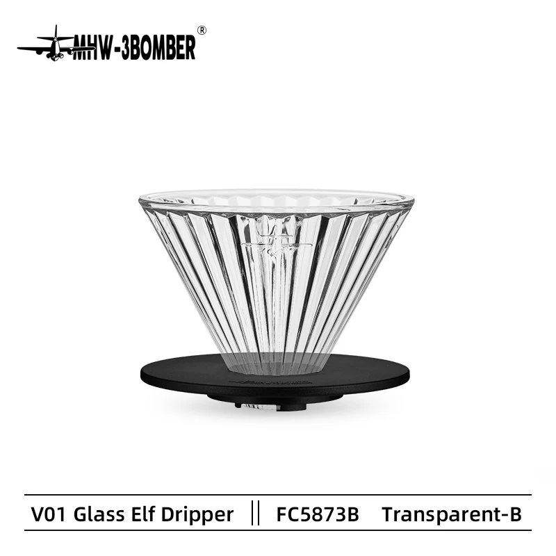 MHW-3BOMBER Glazen Koffiefilterbekers en Espresso Filterpapier Set Herbruikbare Cone Pour Over Koffiefilter Accessoires