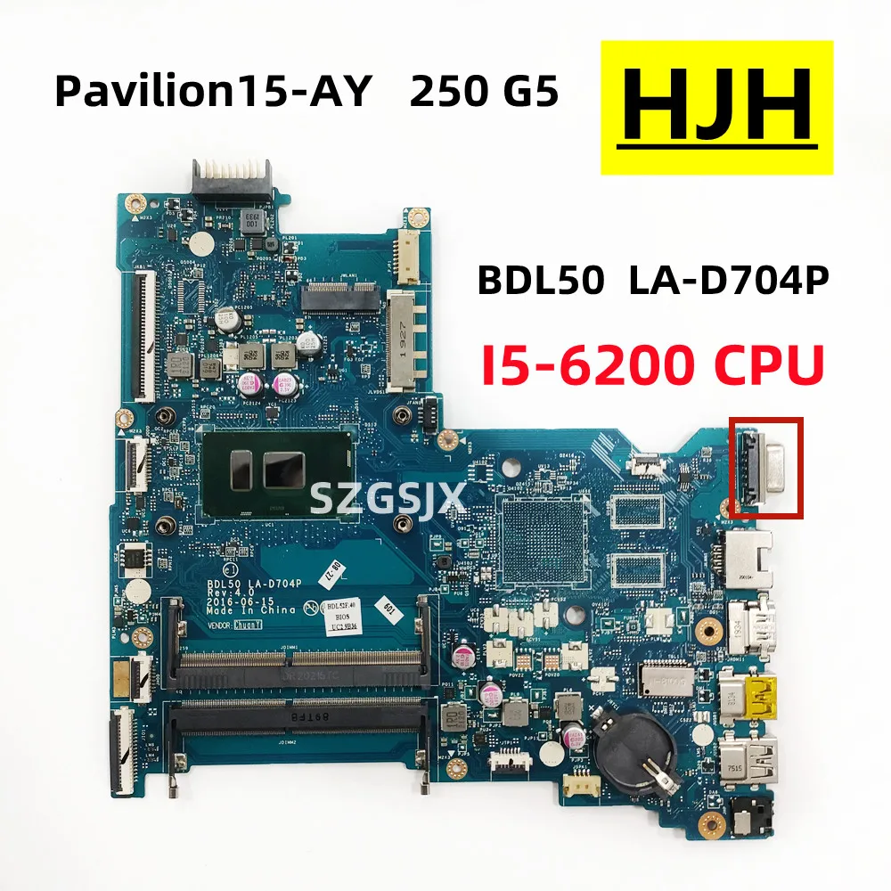 

FOR HP Pavilion 15-AY 250 G5 Laptop Mainboard BDL50, LA-D704P ,I5-6200U CPU 858581 -601 ,858581-501,858581-001 DDR4 100%TE