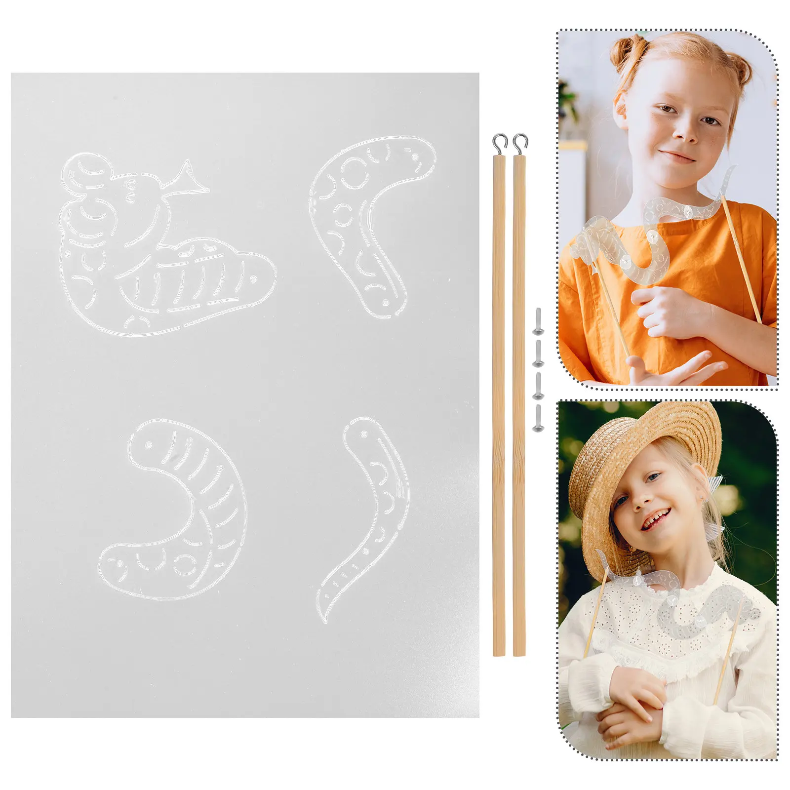 1Set Chinese New Year Snake Shadow Puppet DIY Kit Festive Decoration Creative Hand Puppet Craft Traditional Shadow Puppetry