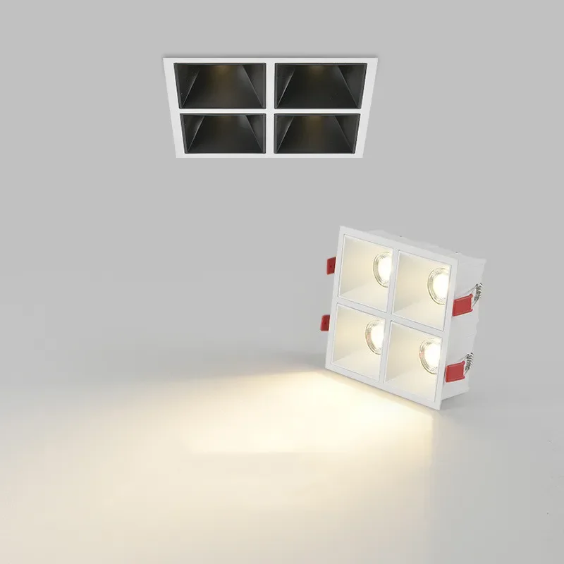 Square LED downlight no main light Anti-glare glare embedded COB grille light 1/2/3/4/ head living room bedroom no main lighting